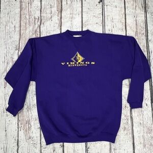 Minnesota Vikings NFL Football Vintage 1990s Stitched Purple Crewneck Sweatshirt